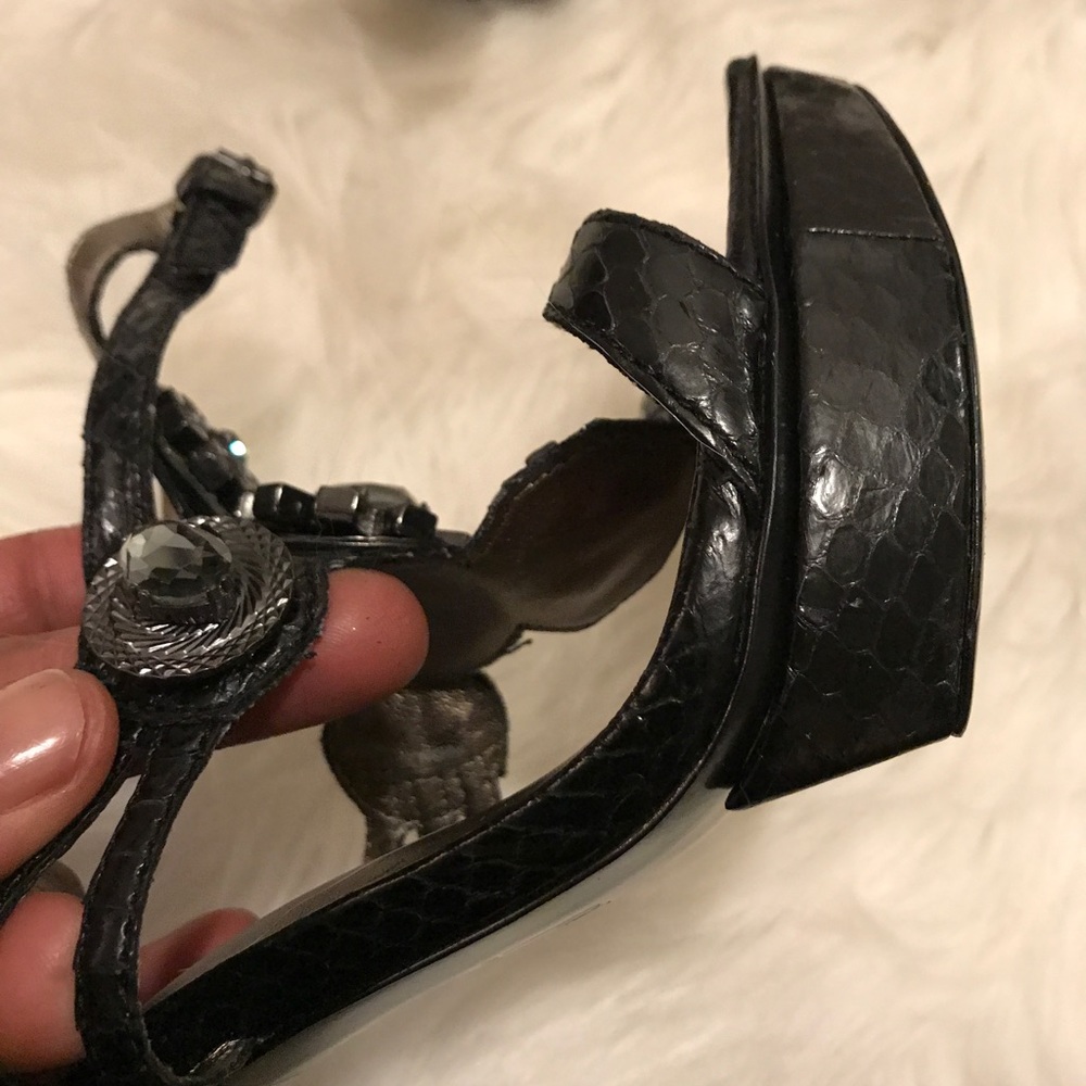 Pelle Moda Python Jeweled Heels - image 6